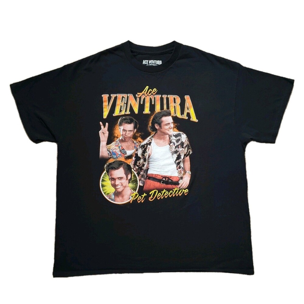 Ace Ventura Pet Detective Boxy Size Large Mens Black 100% Cotton T-Shirt